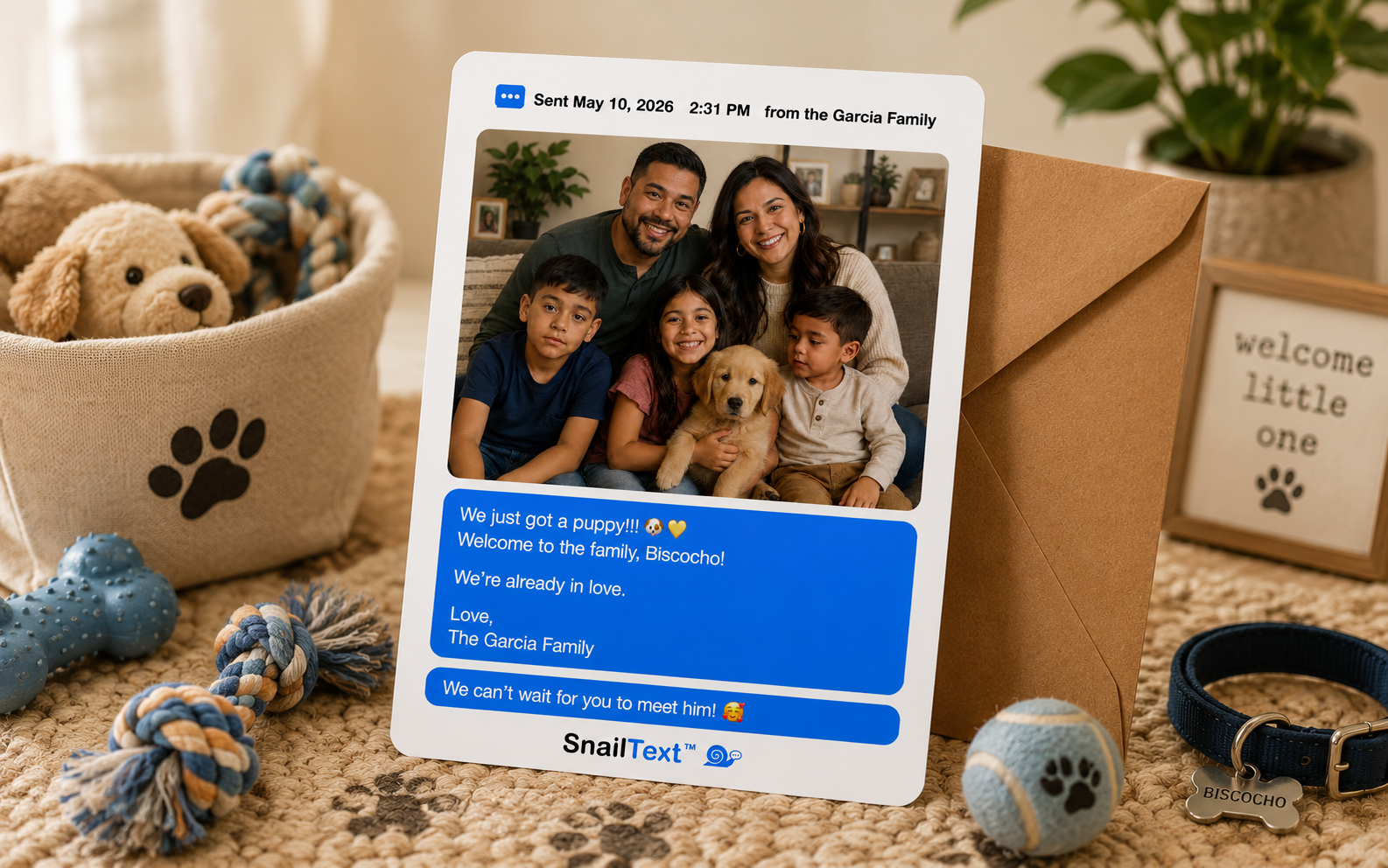 New puppy SnailText card